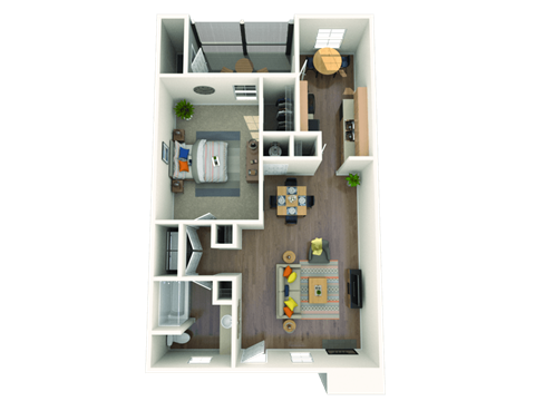 Floor plan for 1 bed, 1 bath, 810 sqft